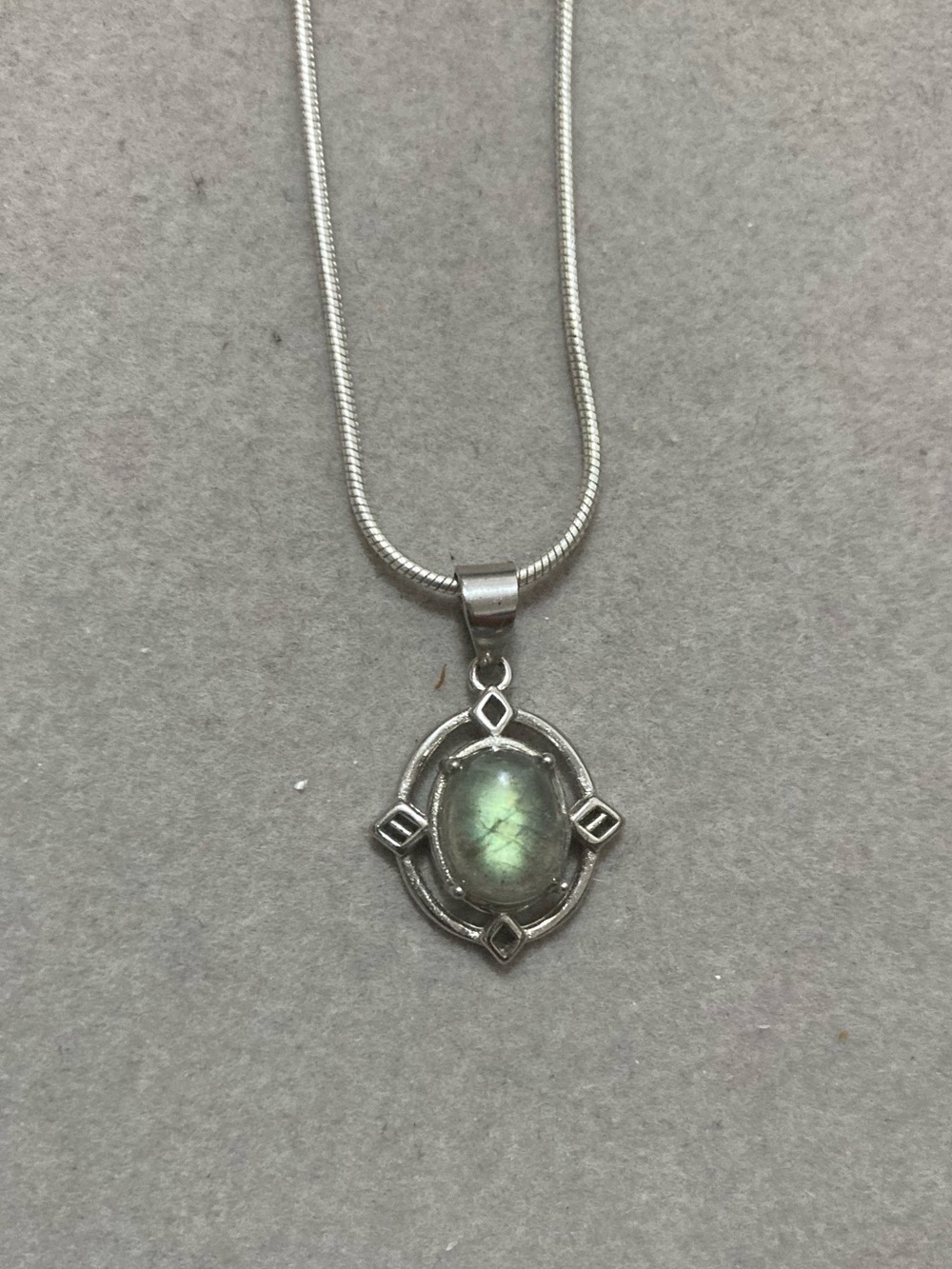 Sterling Silver Labradorite Pendant Necklace in Green